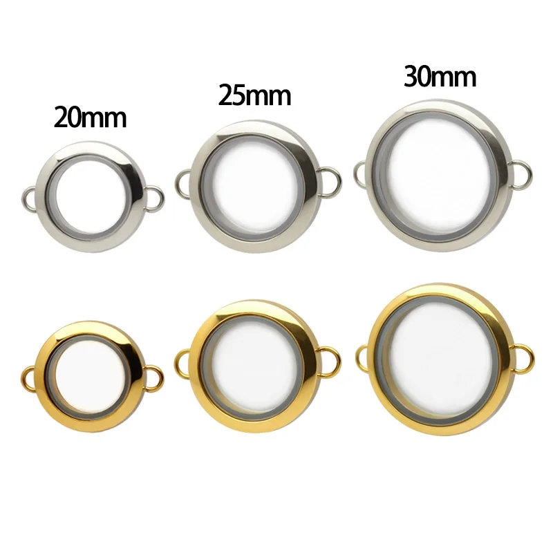 Metal Color: REDDISH BROWN - 1pc 20mm 25mm 30mm Stainless Steel Floating Locket Glass Memory twist Locket silver gold color For Bracelet Jewelry Making
