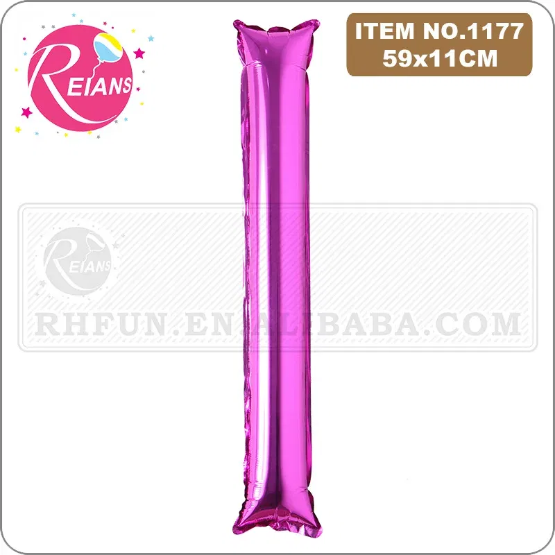 Color: light yellow, Shape: X - 2pcs/lot Inflatable Balloon Stick Clapper Cheer leading Cheering Party Noise Make Aluminum foil multicolor inflatable Balloon