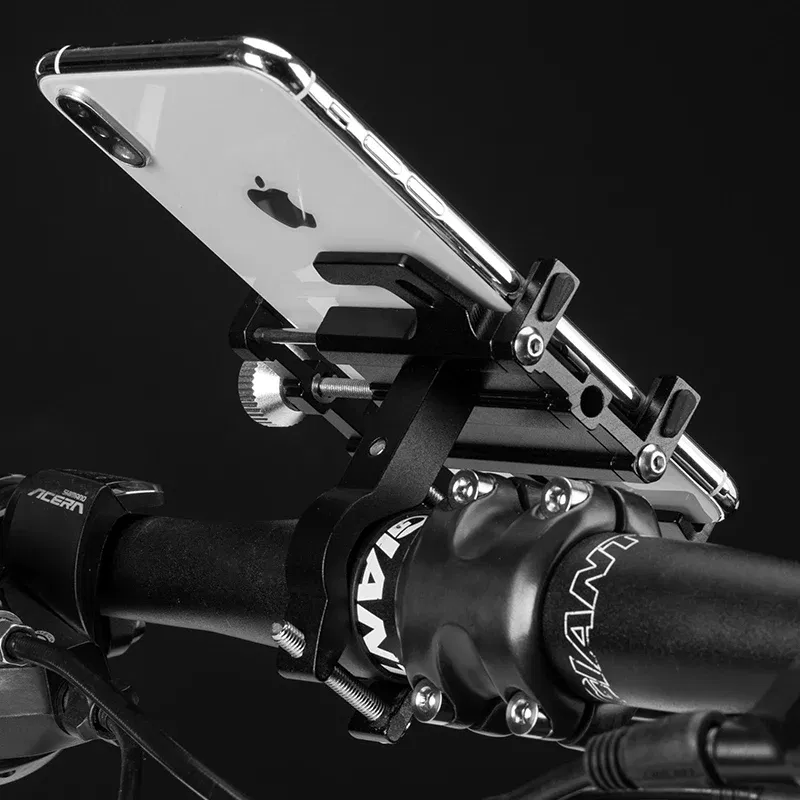 Color: Red - ROCKBROS Phone Holder Motorcycle Electric Bicycle Smartphone CNC Aluminum Alloy Bracket Five Claws Mechanical Bike Phone Holder
