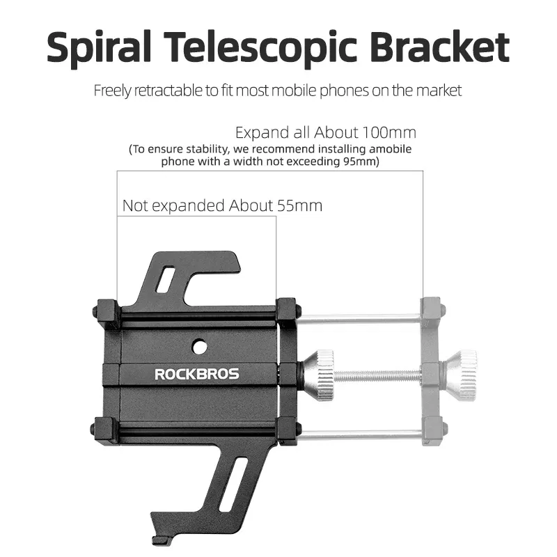 Color: Red - ROCKBROS Phone Holder Motorcycle Electric Bicycle Smartphone CNC Aluminum Alloy Bracket Five Claws Mechanical Bike Phone Holder