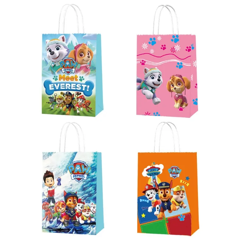 12Pcs Paw Patrol Party Decoration Supplies Vellum Gift Bag Portable Paper Box for Cake Candy Cookies Baby Shower Party Favors
