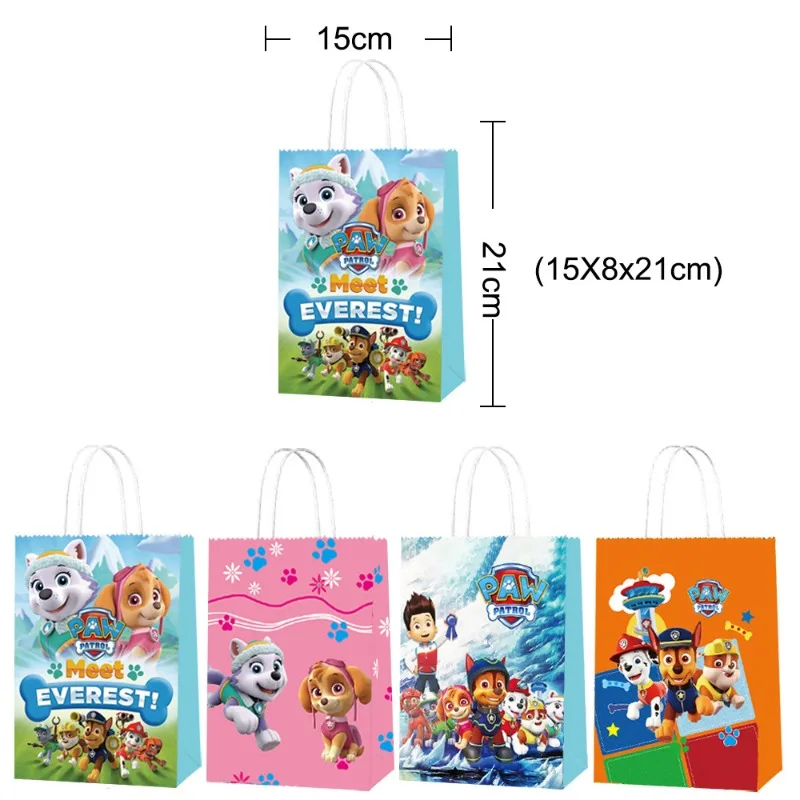 12Pcs Paw Patrol Party Decoration Supplies Vellum Gift Bag Portable Paper Box for Cake Candy Cookies Baby Shower Party Favors