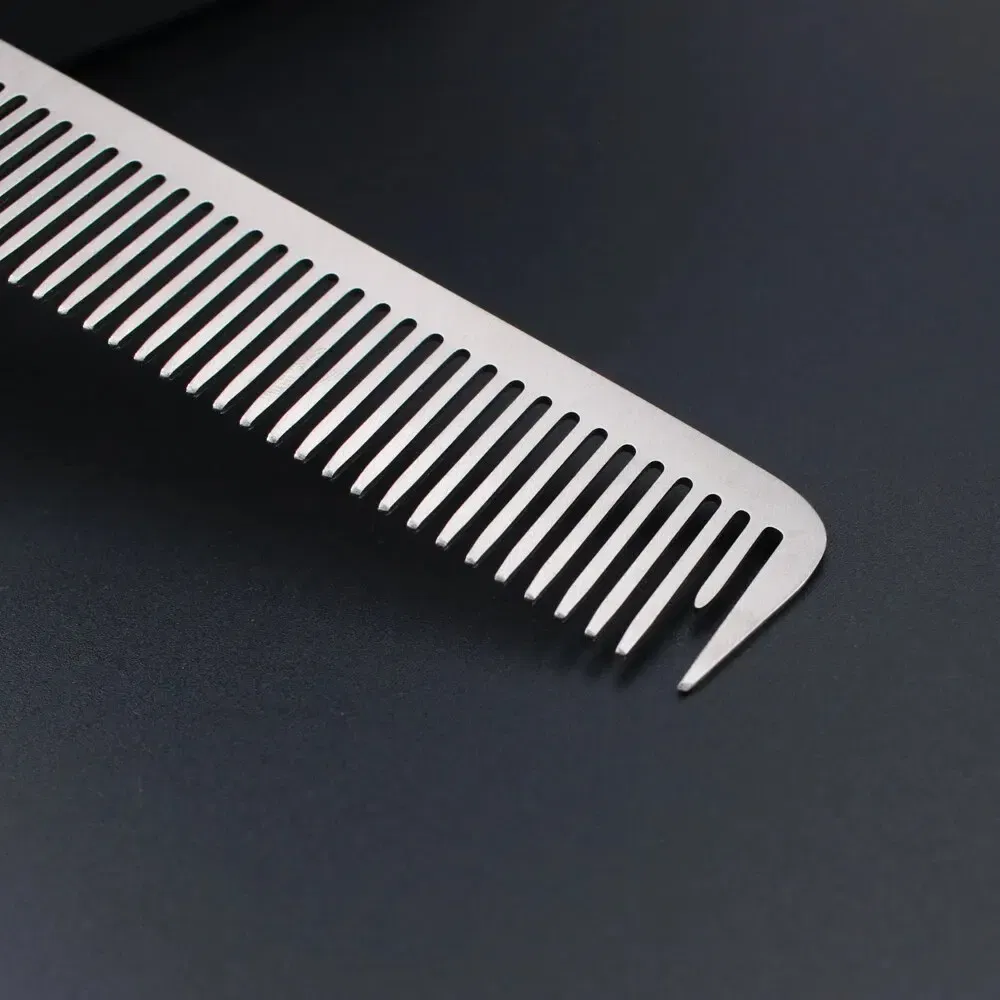 Color: Red - MJ Stainless Steel Cutting Metal Tail Combs Silver Fine Cutting Comb Set Hairdressing Steel Rat Tail Comb