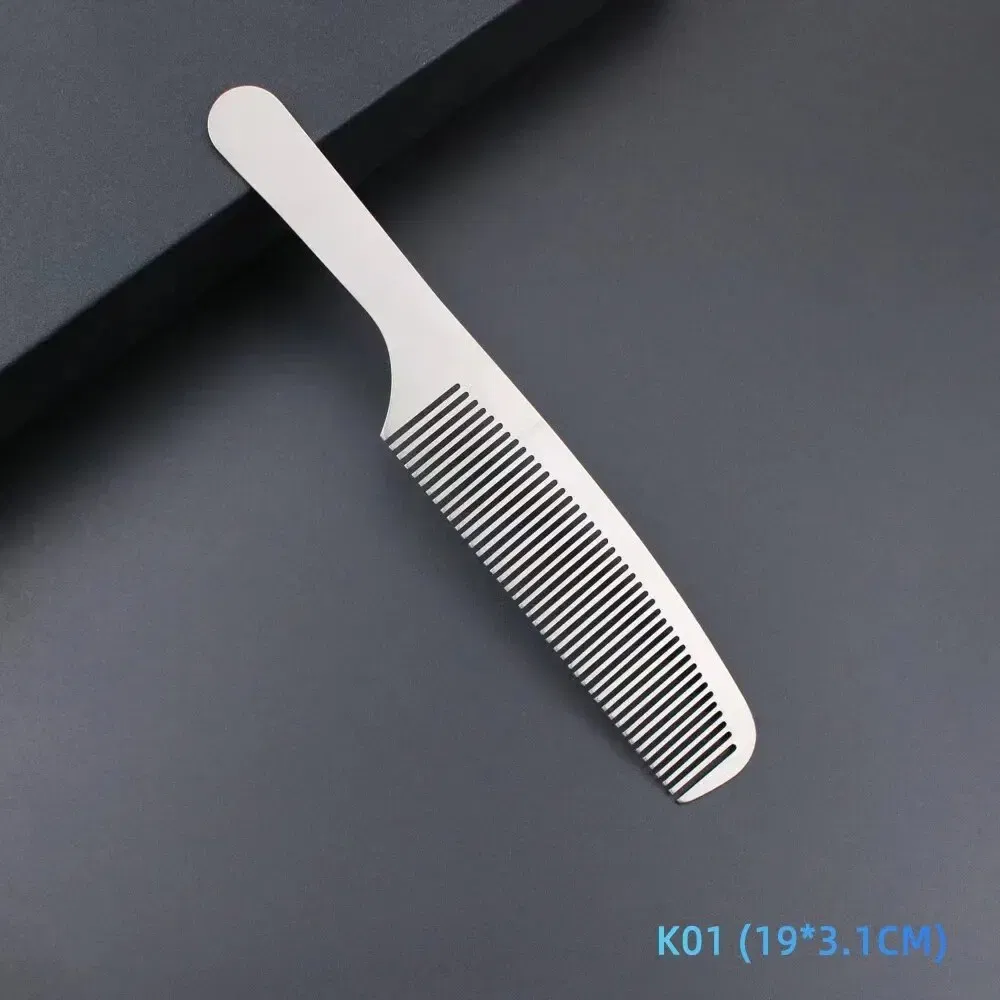 Color: Red - MJ Stainless Steel Cutting Metal Tail Combs Silver Fine Cutting Comb Set Hairdressing Steel Rat Tail Comb