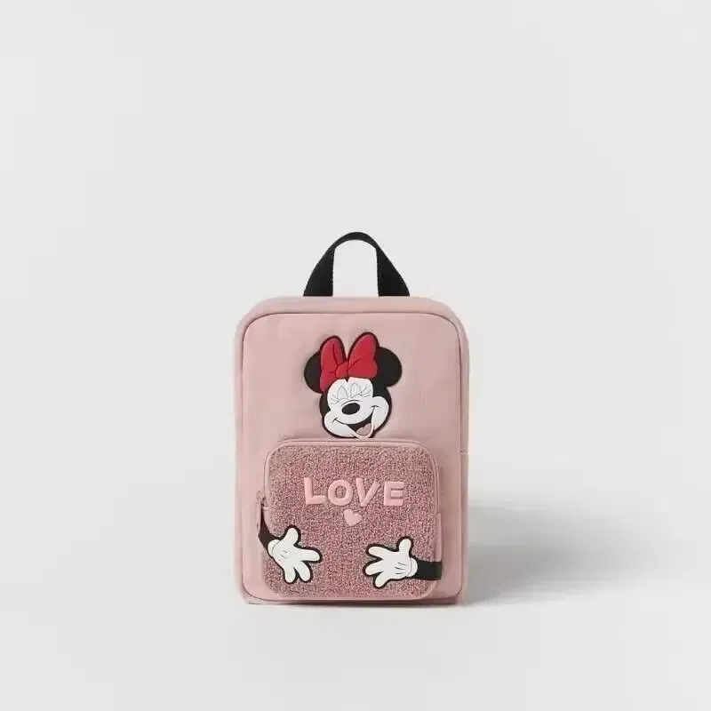 Color: NUDE - Disney New Mickey Cartoon Fashion Backpack Women's Minnie Canvas School Bag Boys and Girls Fashion Large Capacity Backpack