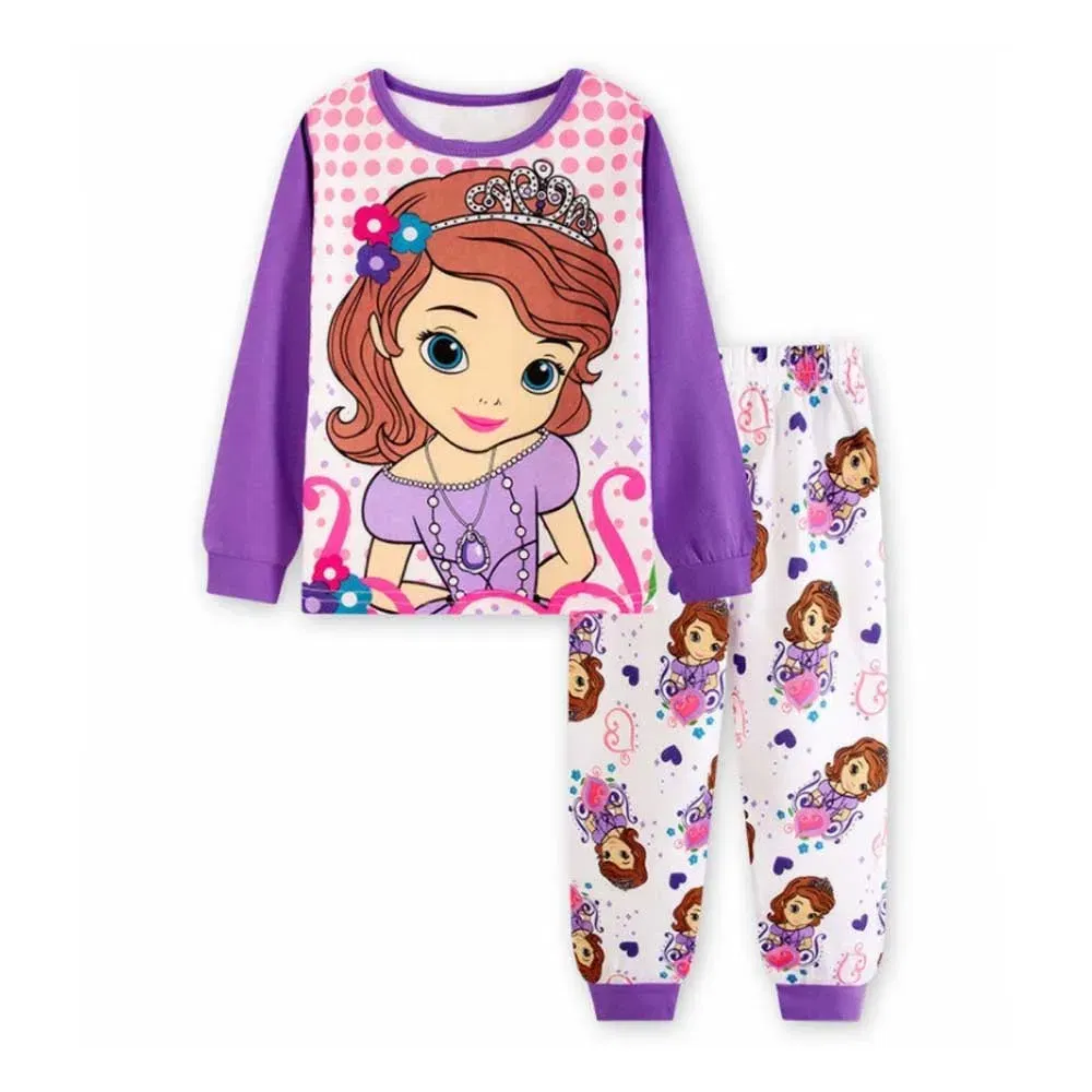 Color: GRAY, Kid Size: 4 - MINISO Disney Boys Girls Pajamas Sets Kids Toddler 2 to 3 4 5 6 7 Years Cotton Long Sleeve Spring Fall Children Homewear Pijamas