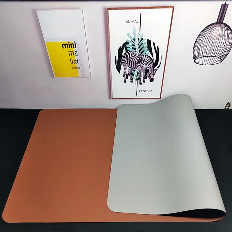 Color: GRAY - Large Mouse Pad Extra Big Non-Slip Desk Pad Waterproof PU Leather Desk Table Protector Gaming Mouse Mat for Game Office Work