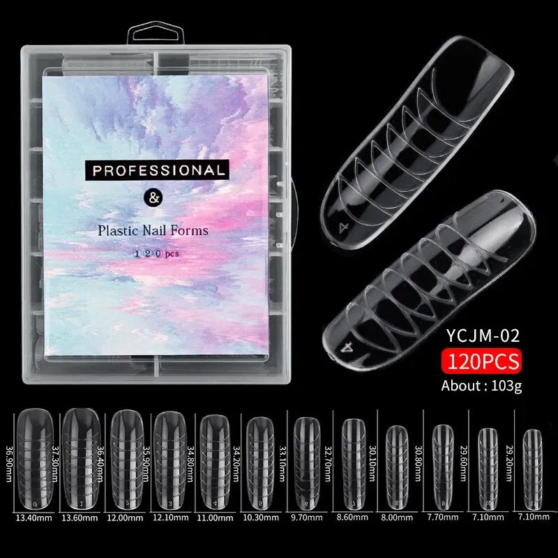 Color: light green - 120pcs Nail Forms Full Cover False Nails Quick Building Mold Fake Nail Shaping Extend Top Molds For Gel Salon Manicure Art