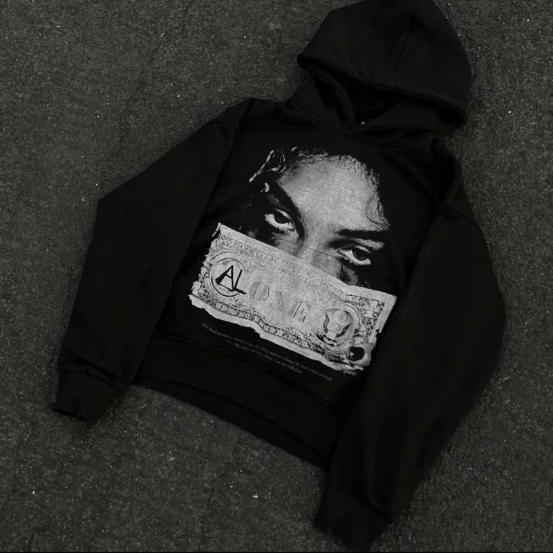 Color: black, Size: XXL - Woman Sweatshirts Streetwear Y2K Hoodie Aesthetics Graphic Print Clothes Oversized Pullover Hoodie Sweatshirt Fall Clothes