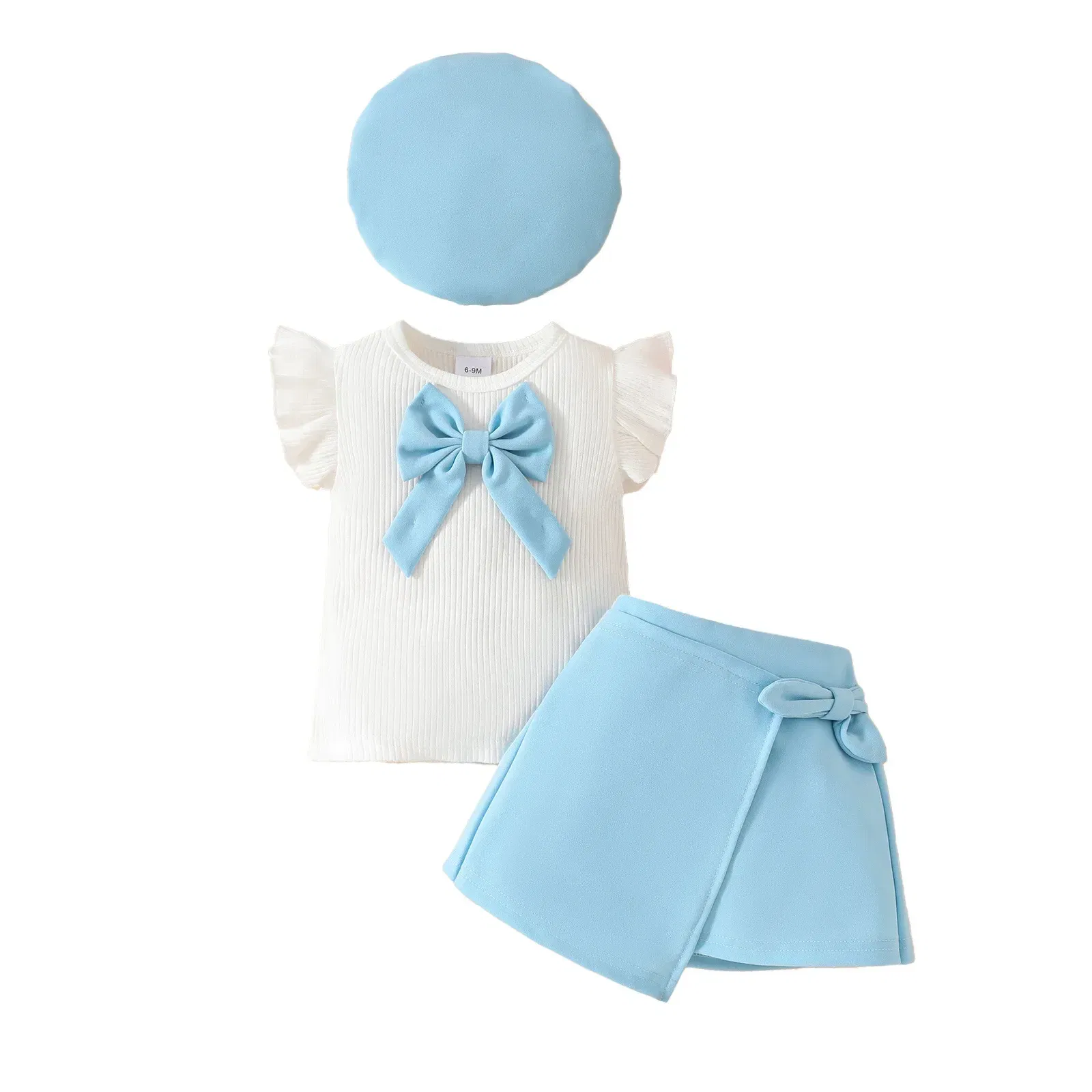 Color: WHITE, Kid Size: 5t - Baby Girls Clothes New Year Set 0-3Y Long Sleeve Big Bow Top Irregular Skirt and Beret 3Pcs Toddler Christmas Clothes