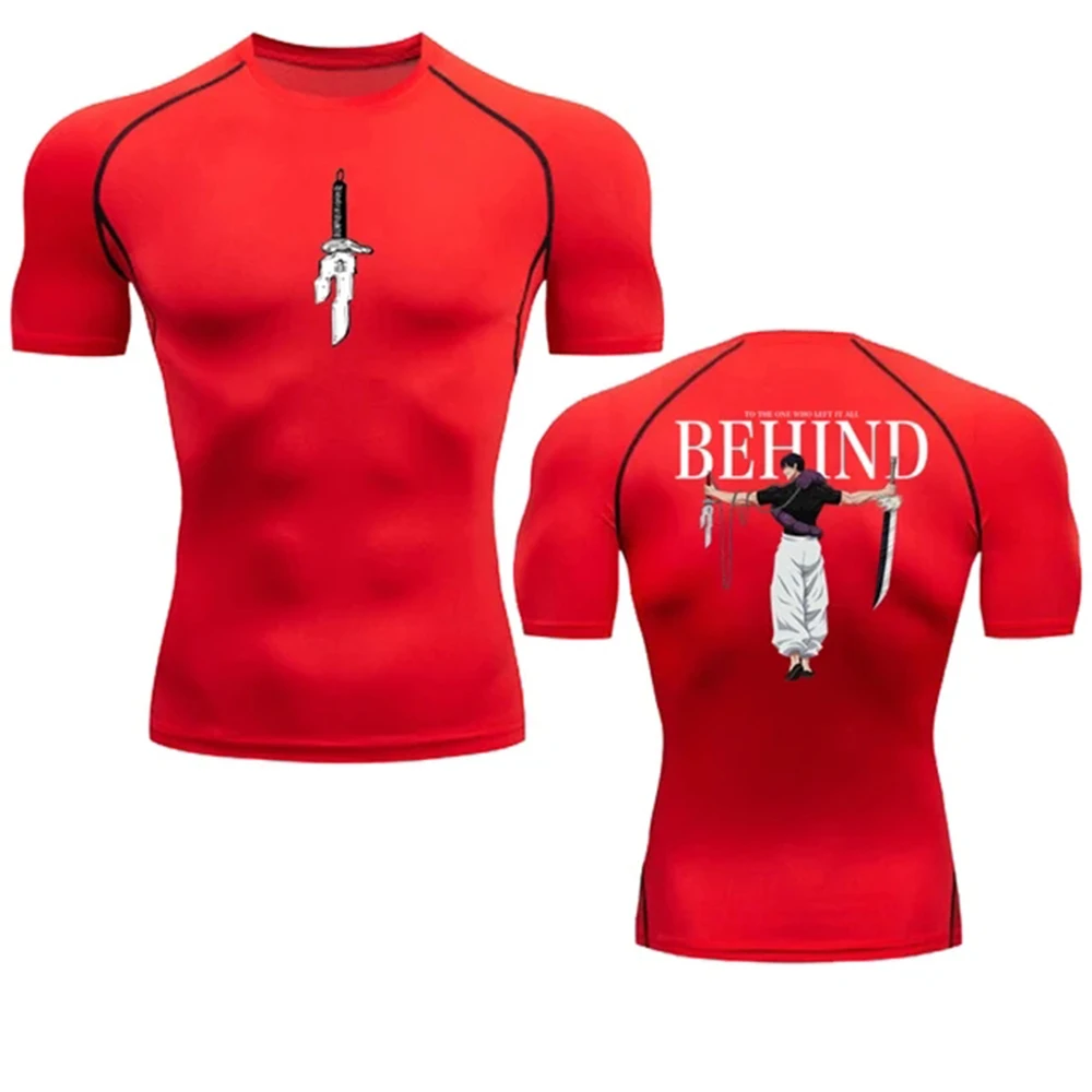 Color: black, Size: XXL - Anime Compression Shirt Men Print Breathable Football Fitness Tight Sportswear Althletic Quick Dry Rash Guard Gym Riding Tops