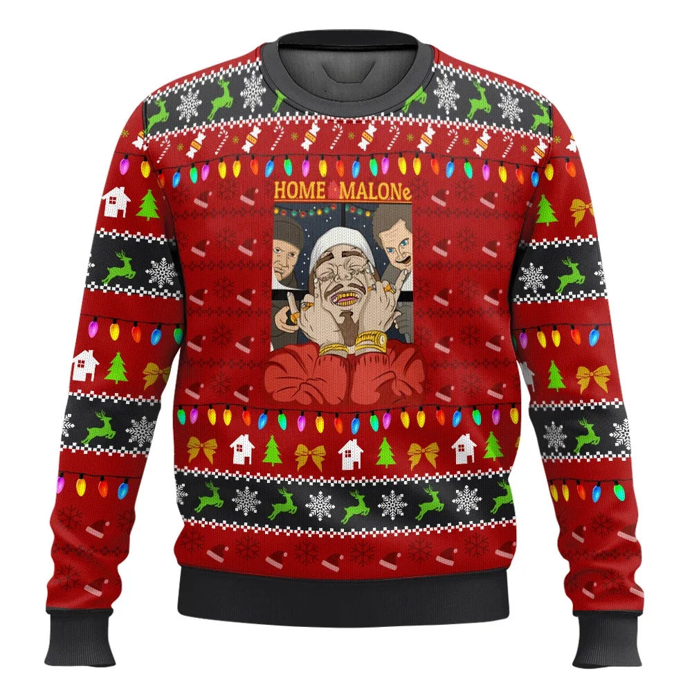 Color: Lavender, Size: L, Ships From: CHINA - Merry Christmas alone at home Ugly Christmas sweater cartoon animation Men's pullover 2026 fashionable couple shirts Sweatshirt