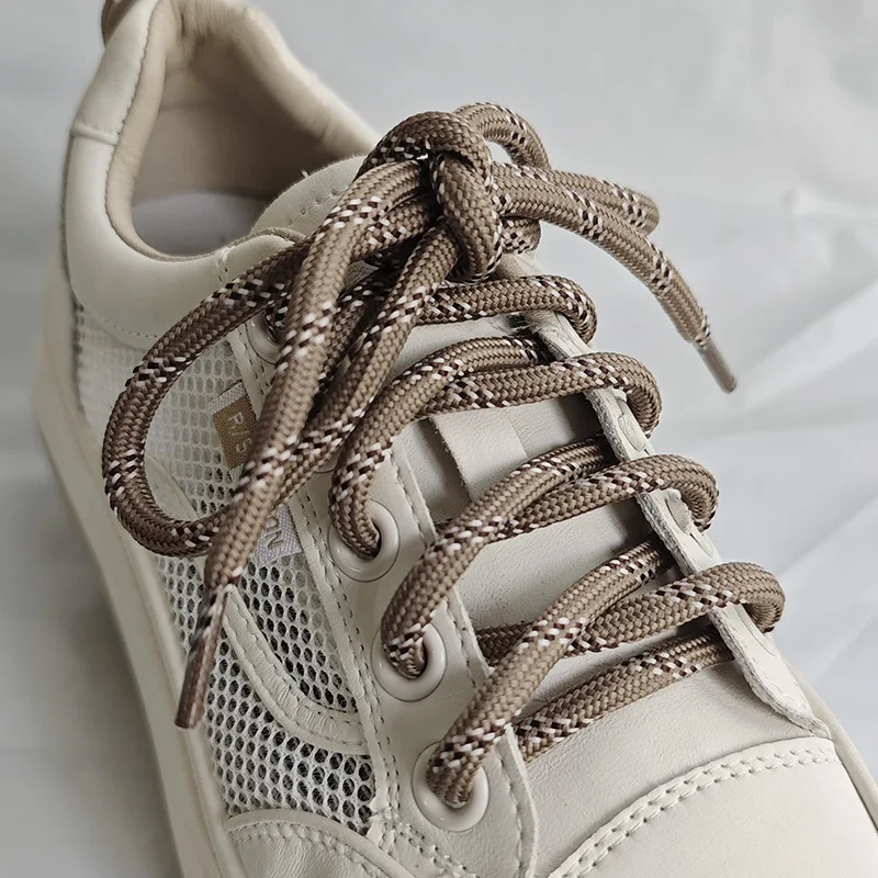 Color: Pink, Length: 140cm - Colorful Diagonal Dots Round Rope Shoelaces Coarse Weave Polyester Shoes Laces For Women Men Sports Casual Sneaker DE Tran Shoes