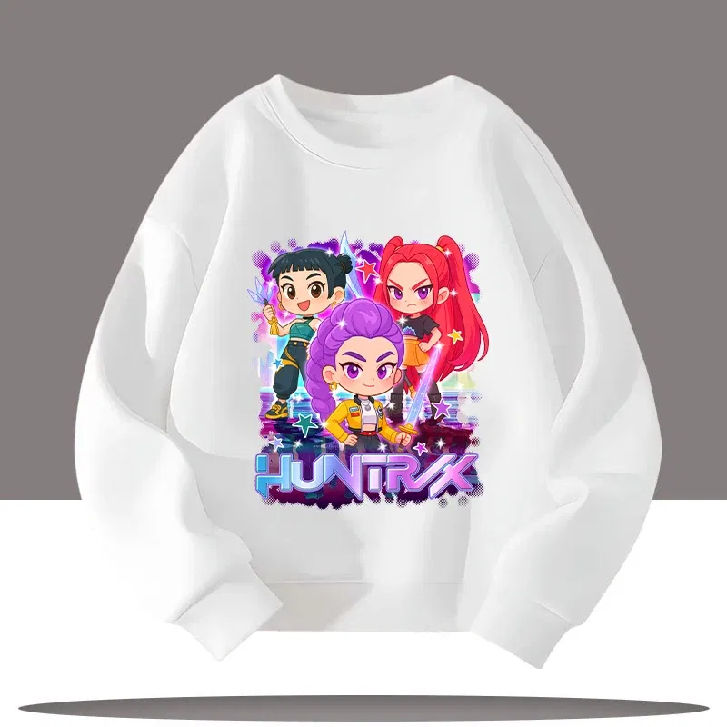 Color: green, Kid Size: 8 - K-pop Demon Hunters New Children's Round-neck Sports Shirt with Cartoon Print - 3-12 Years Old Cute Girl Casual Top