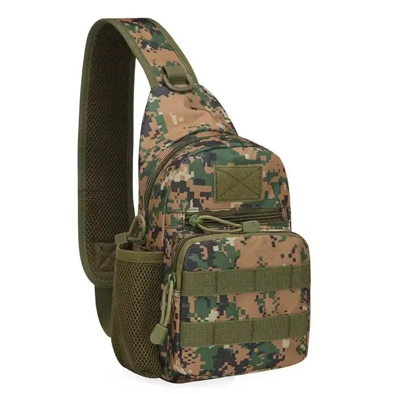 Color: GRAY - Outdoor tactical Camouflage kettle chest bag Men's hiking backpack Nylon hunting fishing camo hiking shoulder bag