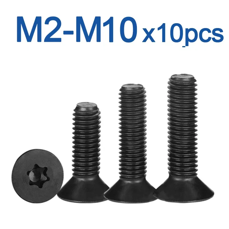 Size: M2.6, Length: 14mm - 10pcs/lot Flat Countersunk Screw Six Lobe Bolt Machine screw M2 M2.5 M3 M4 M5 M6 M8 M10 Black 304 Stainless Steel Torx Head