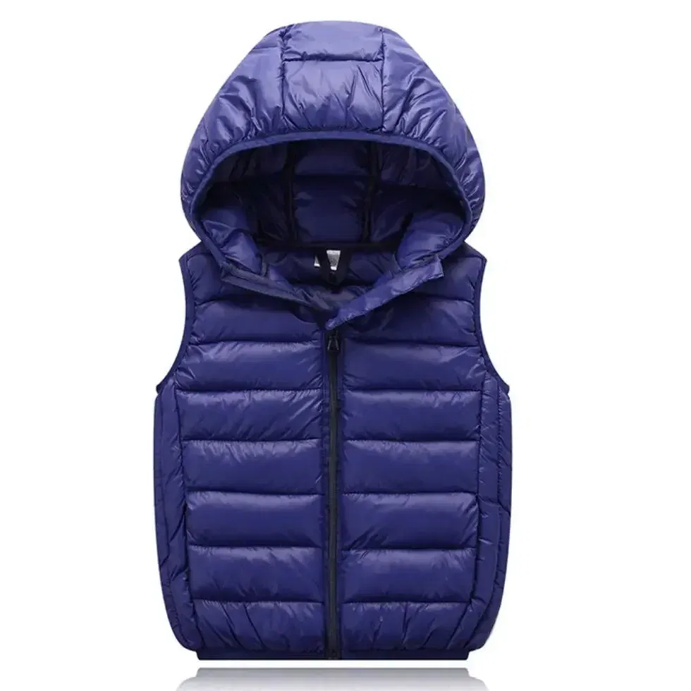Color: Blue, Kid Size: 8T - Fall Solid Waistcoat Children Outerwear Winter Coats Kids Clothes Warm Boys and Girls Hooded Vest for Age 2-12 Years Old