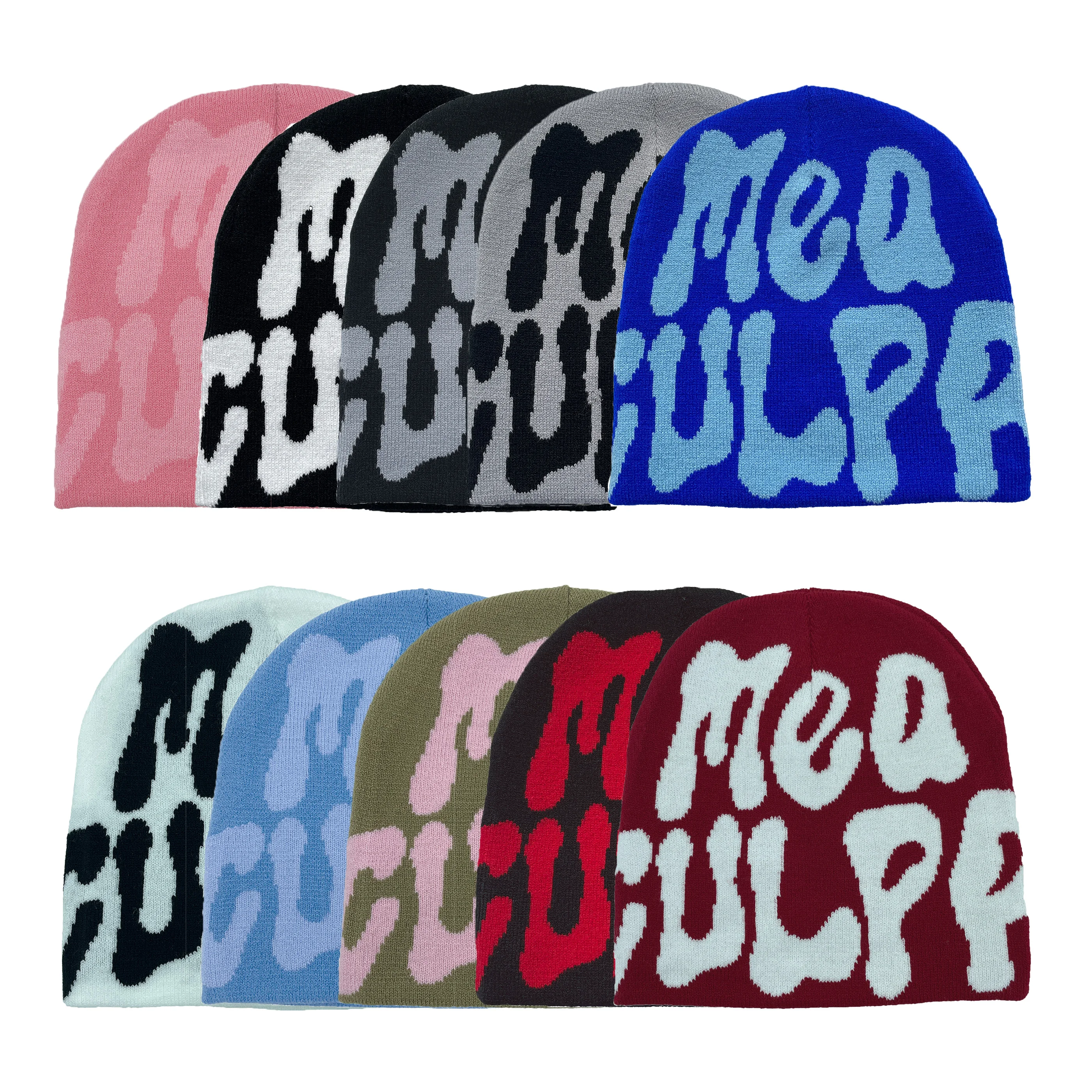 Color: Burgundy - Y2K Knitted Hats Men's And Women's Jacquard Hats Outdoor Riding Europe And The United States Fashion Warm Hat