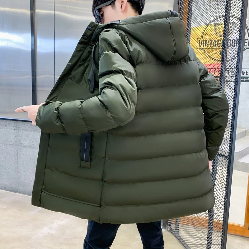 Color: army green, Size: L - 7xl Plus Size Padded Parkas Men Thick Warm Coats Solid Warm Cotton Long Coats Windbreaker Winter Outerwear 6xl Thermal Jacket