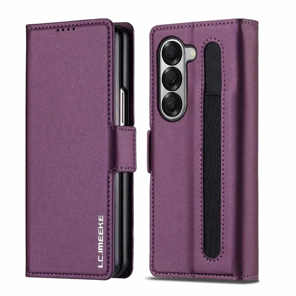 Color: black, Compatibility by Model: Galaxy Z Fold6 - Premium Leather Phone Case for Samsung Galaxy Z Fold 7 6 5 4 3 Fold6 Fold5 Fold4 5G with Pen Holder Wallet Flip Phone Cover