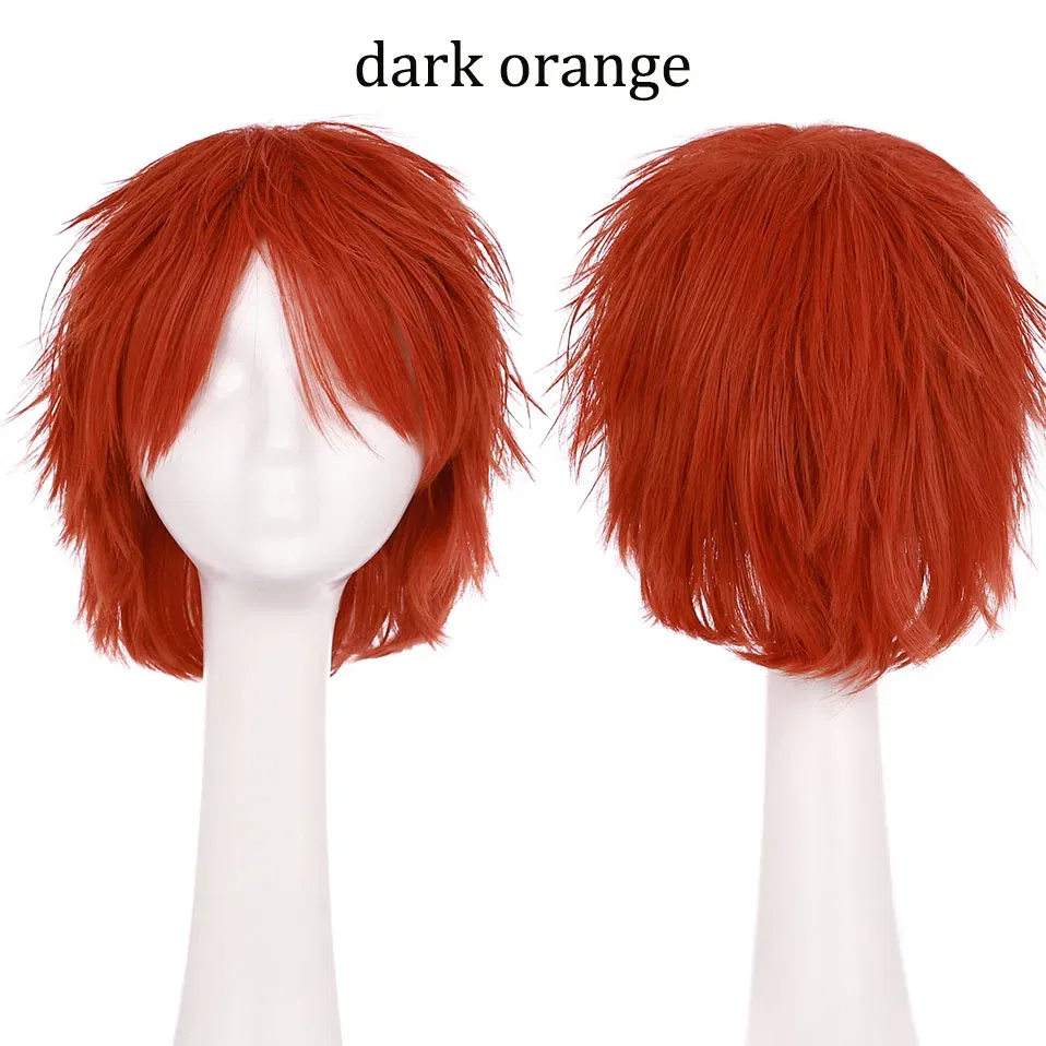 Color: NC/4HL, Ships From: CHINA, Stretched Length: 8inches - S-noilite Synthetic Short Wig Blue Brown Black Women Men Cosplay Costume Party Head Wigs Hair