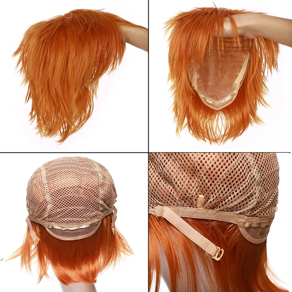 Color: NC/4HL, Ships From: CHINA, Stretched Length: 8inches - S-noilite Synthetic Short Wig Blue Brown Black Women Men Cosplay Costume Party Head Wigs Hair