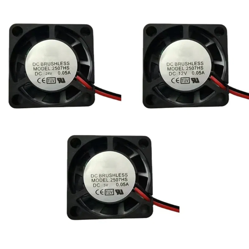 Color: Black, Blade Color: black, RGB Support: NO RGB - 2507 Mini Brushless Cooling Fan 5V/12V/24V Hydraulic Bearing Heatsink Heat Dissipation Radiator