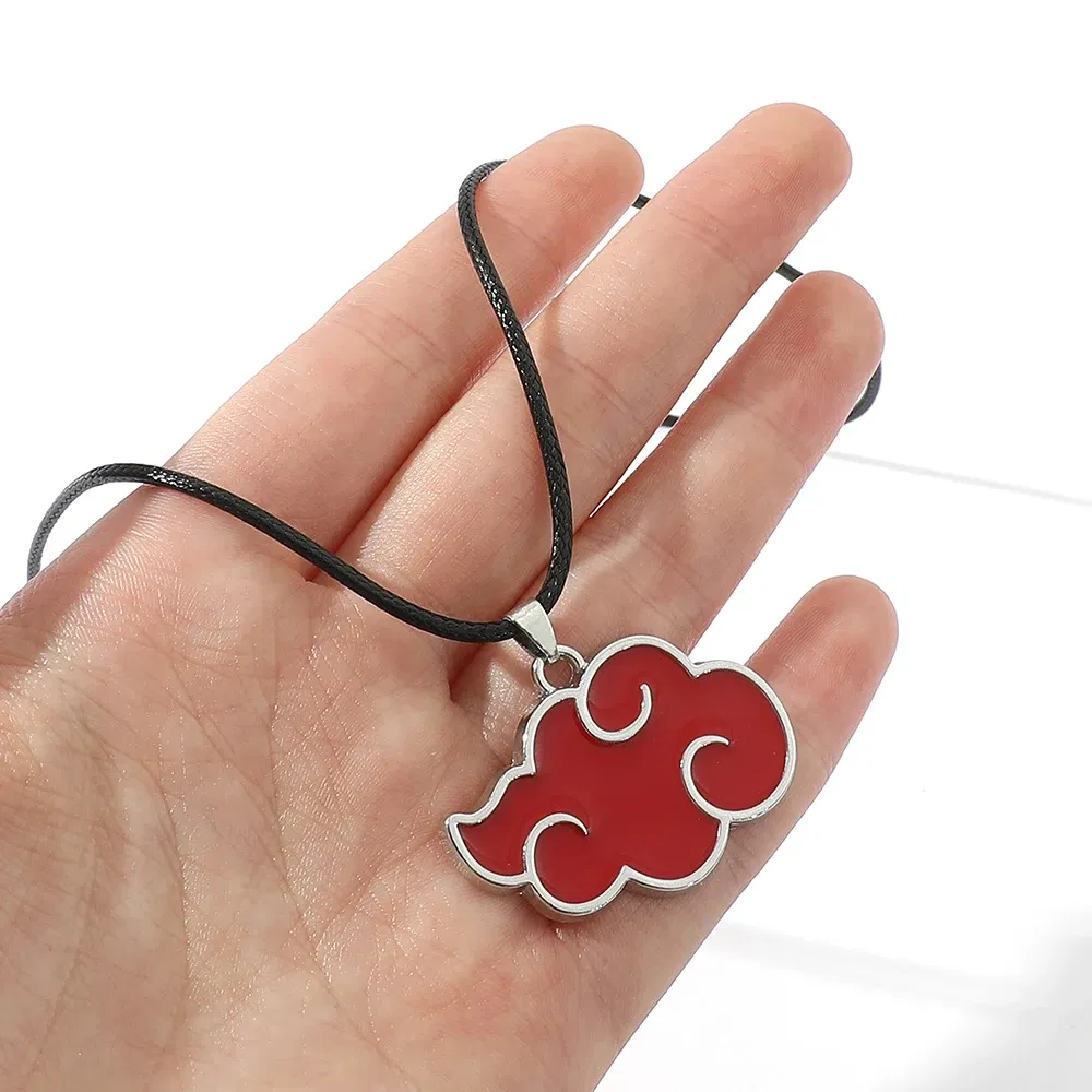 Anime Red Cloud Pendant Necklace For Women Men Akatsuki Organization Enamel Red Cloud Chain Necklace Cosplay Jewelry Accessories