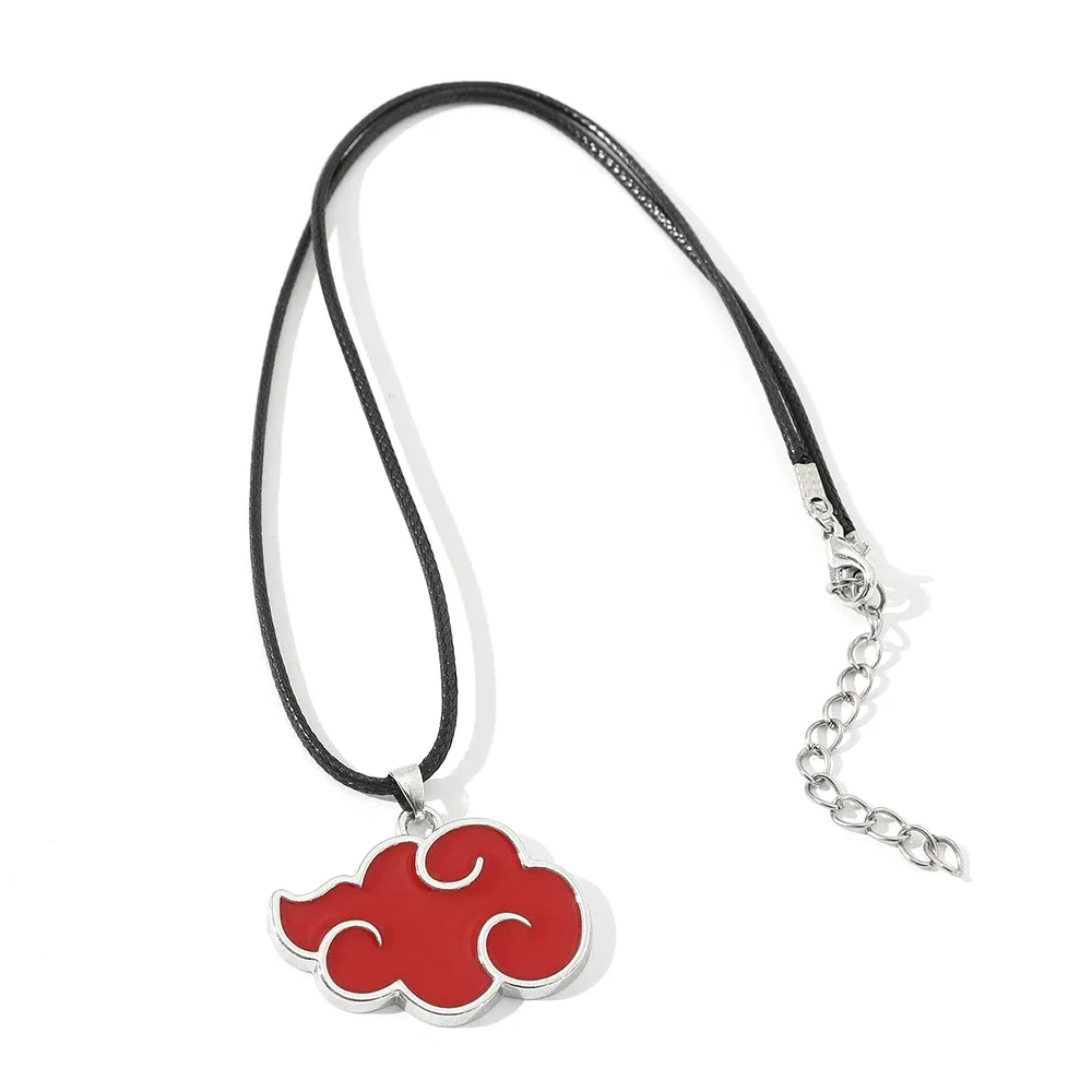 Anime Red Cloud Pendant Necklace For Women Men Akatsuki Organization Enamel Red Cloud Chain Necklace Cosplay Jewelry Accessories