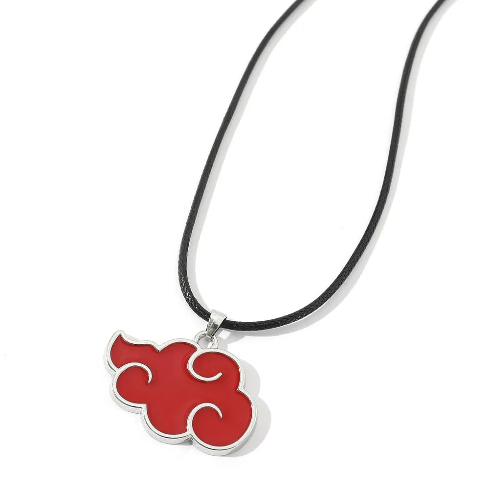 Anime Red Cloud Pendant Necklace For Women Men Akatsuki Organization Enamel Red Cloud Chain Necklace Cosplay Jewelry Accessories