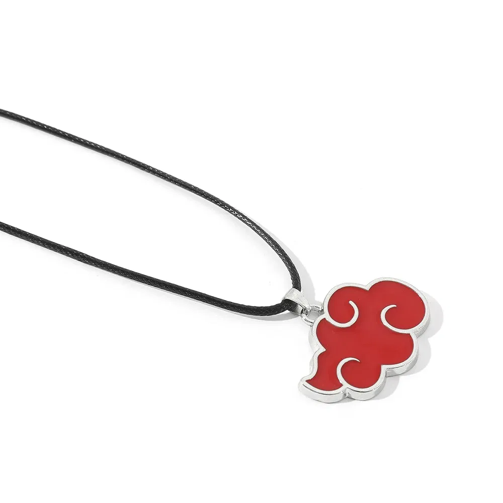 Anime Red Cloud Pendant Necklace For Women Men Akatsuki Organization Enamel Red Cloud Chain Necklace Cosplay Jewelry Accessories