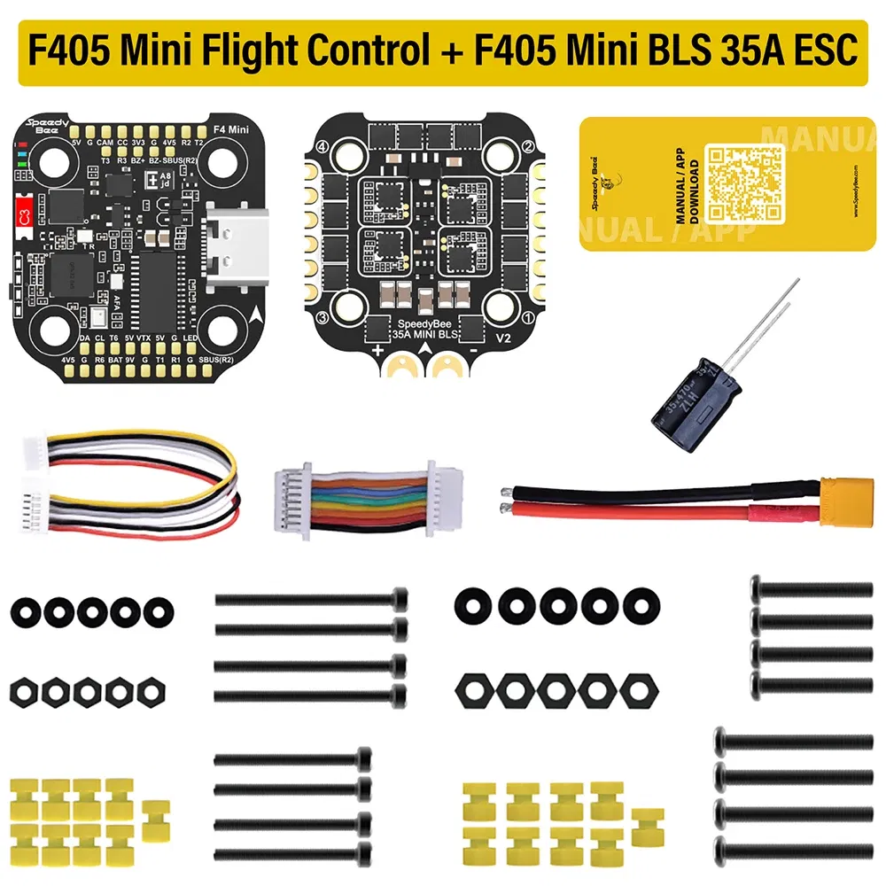 Color: Red - SpeedyBee F405 Mini Stack Flight Controller FC BLS 35A V2 3-6S 20x20 4-in-1 ESC Dual BECs for RC FPV Racing Drone