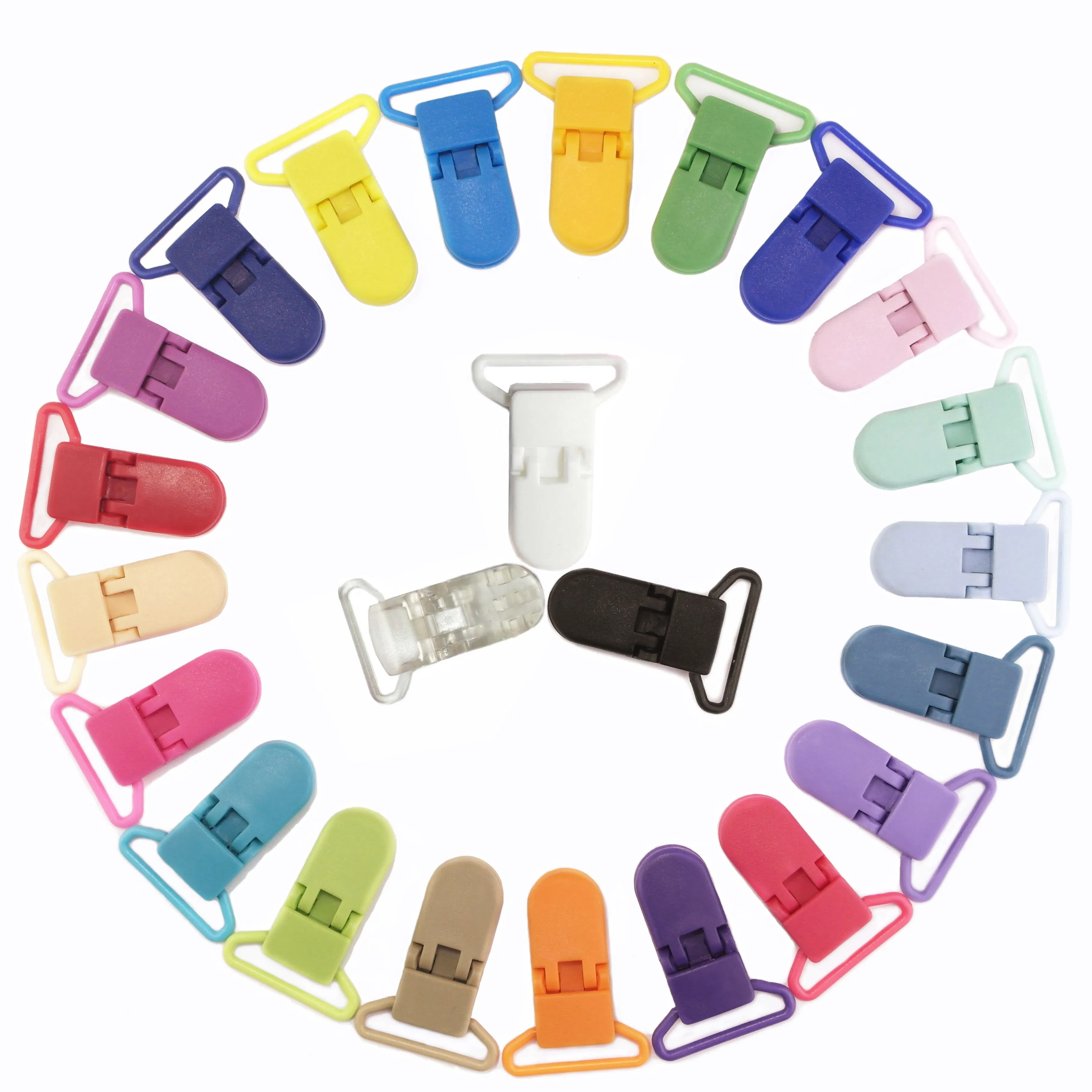 Color: Yellow - 48Pcs Eco-friendly Plastic Baby Pacifier Clips Holder Mix Colors Dummy Soother Bib Suspender Clip Transparent 25MM Free Shipping