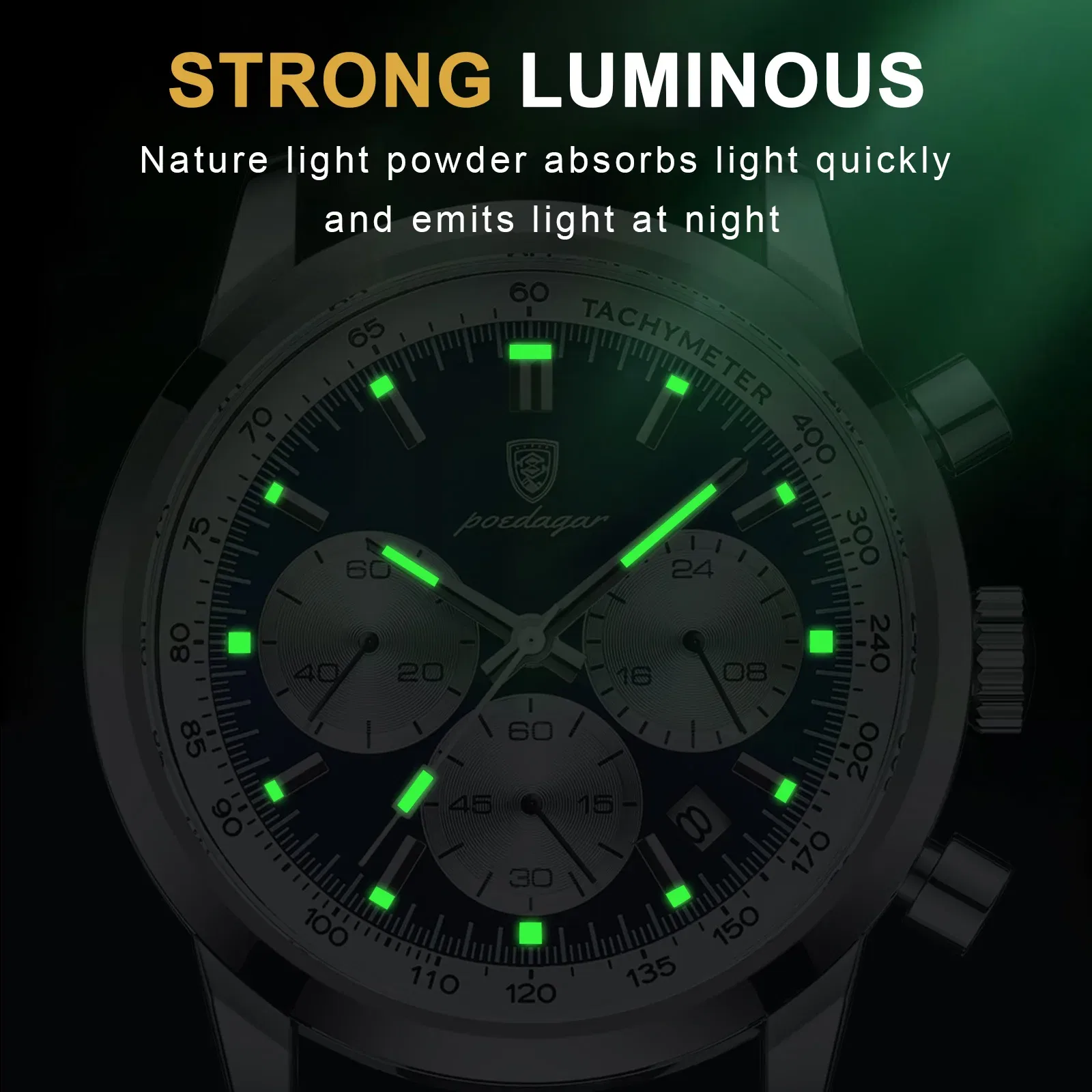 Color: Coffee - POEDAGAR Top Brand Luxury Man Watch Waterproof Chronograph Luminous Date Wristwatch For Men Quartz Leather Men's Watches Sprots
