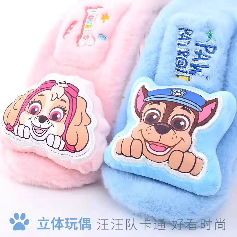 Color: WHITE, Size: XXL - 100% Genuine Paw Patrol Thicken Cross Collar Scarf Kids Girls Glove Warm Winter Muffler Fur Plush Cute Shawl Scarfs High quality