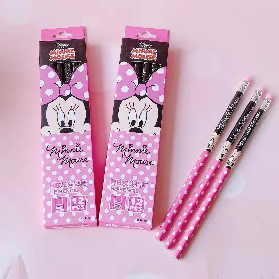 Color: Pink - Disney Stitch Pencil Cute Cartoon Action Anime Figures Minnie Mickey Winnie The Pooh Belle Alice Pencil Cartoon Childrens Gifts