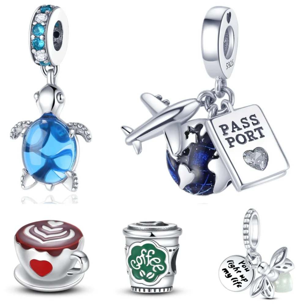 Color: Black - Hot 925 Sterling Silver Articles Daily Use Series Charms Beads Fit Original Pandora Bracelets S925 DIY Jewelry Gifts Accessories