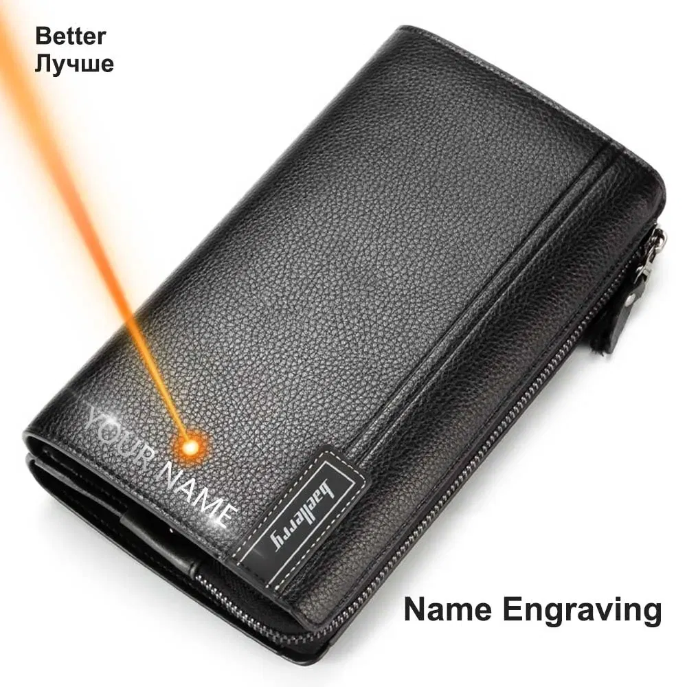 Color: Chocolate - Baellerry Men Clutch Bag Large Capacity Men Wallets Cell Phone Pocket Passcard Pocket High Quality Multifunction Wallet For Men