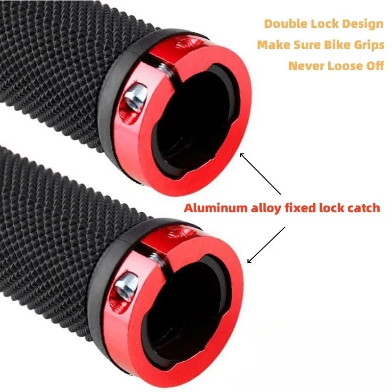Color: black - Bicycle Rubber Grips Alloy Lock Non-Slip Rubber Bicycle Handlebar Grips Double Aluminum Lock on Locking Bicycle Handlebar Grips