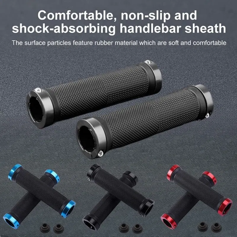 Color: black - Bicycle Rubber Grips Alloy Lock Non-Slip Rubber Bicycle Handlebar Grips Double Aluminum Lock on Locking Bicycle Handlebar Grips
