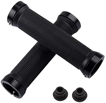 Color: black - Bicycle Rubber Grips Alloy Lock Non-Slip Rubber Bicycle Handlebar Grips Double Aluminum Lock on Locking Bicycle Handlebar Grips