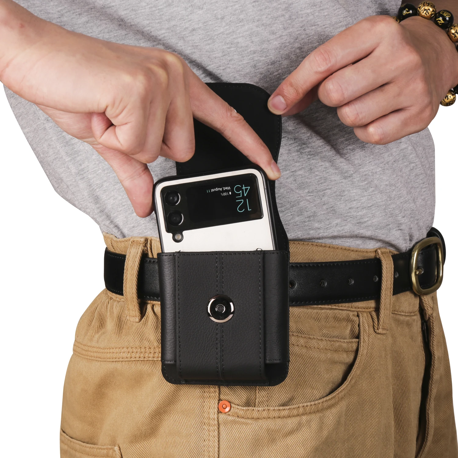 Color: black, Ships From: CHINA, Material: Nylon - Cow Leather Belt Clip Case Holster Pouch For Samsung Galaxy Z Flip 6 5 4 3,Moto Razr 50 40 Ultra,Huawei P50 Pocket S Waist Bag