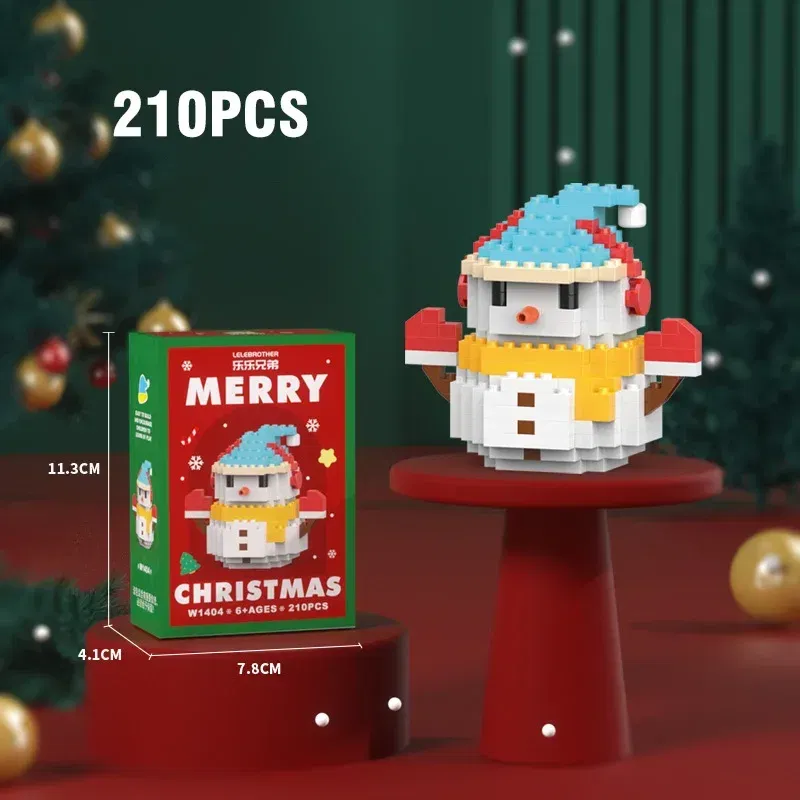 Color: Red - Santa Claus Building Blocks Christmas Bricks Gift Kids Toy Home Decoration Micro Particle Bricks Diy Assembly Games Xmas Gift