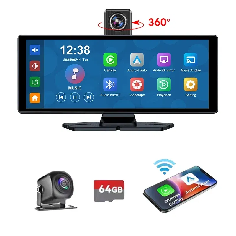 Color: Blue, Ships From: CHINA - Universal 10.26" Portable Carplay Car Screen Wireless Carplay Screen Wireless Car Stereo Carplay Android Auto Car Touchscreen