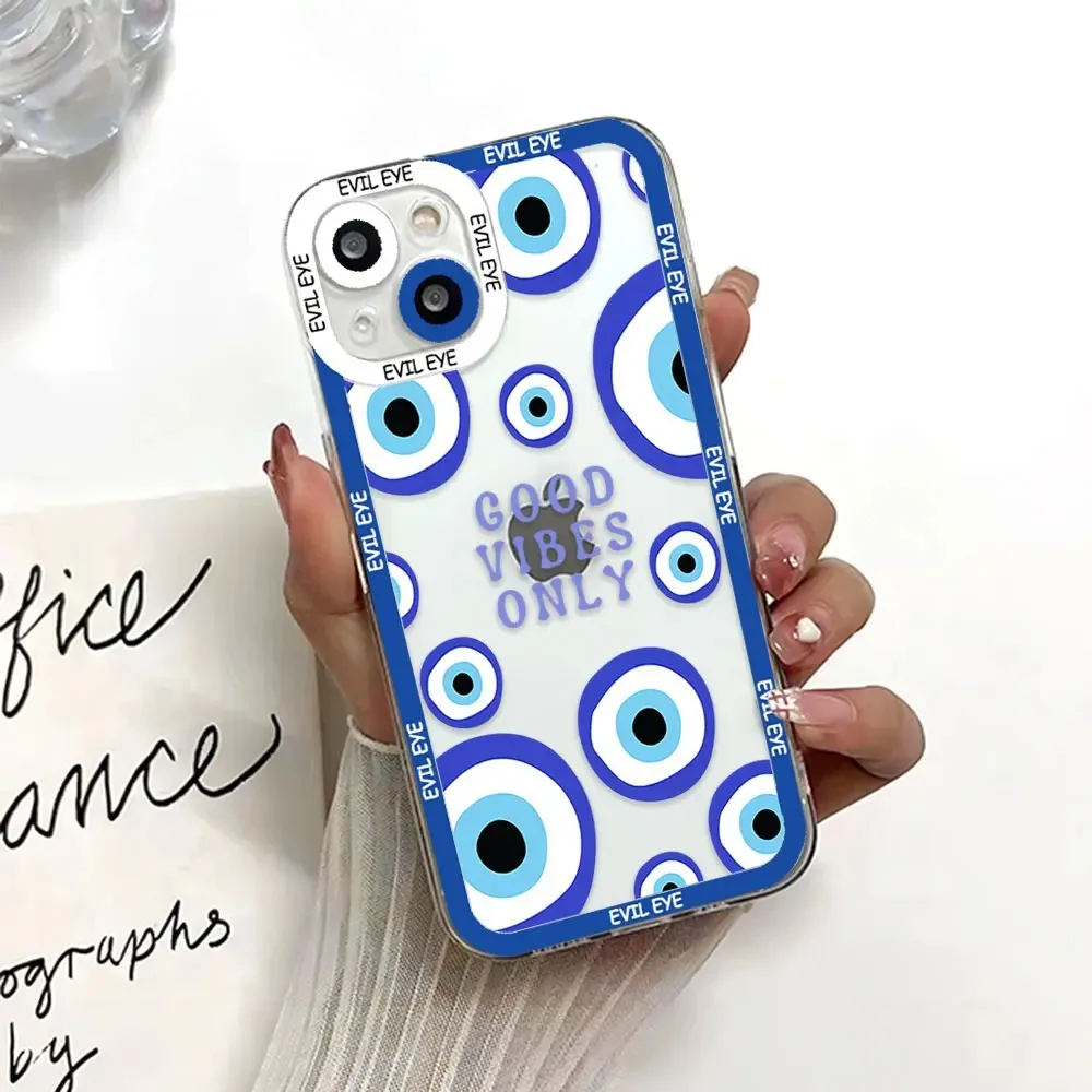 Color: Brown, Material: PP - Blue Evil Eye Phone Case For Samsung Galaxy S10 S20 S21 S22 S23 S24 FE Plus Ultra Note 20 Transparent TPU Case