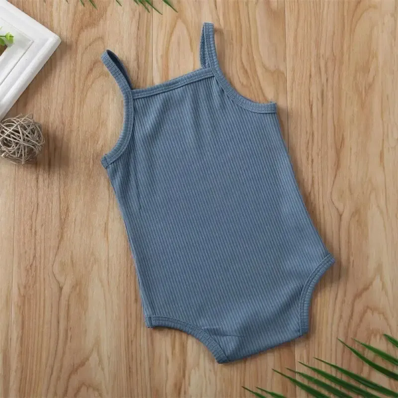 Color: Beige, Kid Size: 12M - 2020 Infant Baby Square Collar Bodysuits Newborn Baby Boy Girl Sling Romper Bodysuit Jumpsuit Outfit Clothes Set