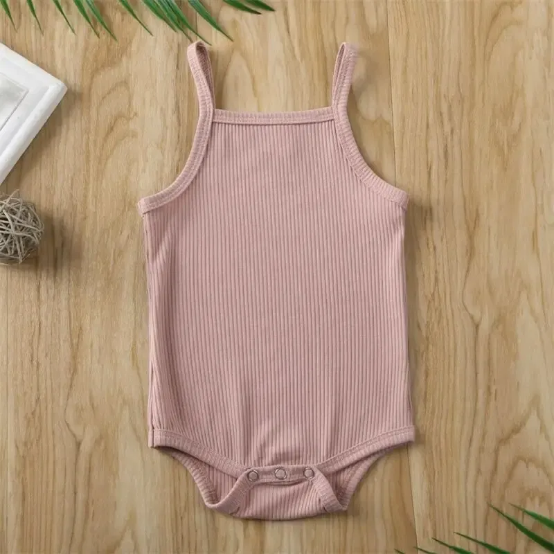 Color: Beige, Kid Size: 12M - 2020 Infant Baby Square Collar Bodysuits Newborn Baby Boy Girl Sling Romper Bodysuit Jumpsuit Outfit Clothes Set