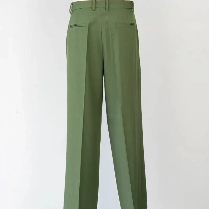 Color: green, Size: S - 2025 Hot Sale Mens Beads Design Spring Suits Casual Two Piece Set Loose Fit Fashion Match Set Outfit Hand Stitch Wide Leg Pants