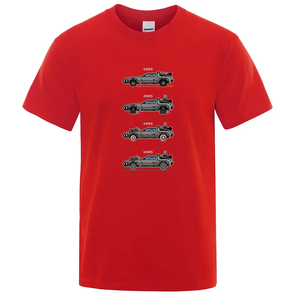 Color: army green, Size: XL - Retro Style Back To The Future Print Funny Tshirts Men Women Cotton T-Shirts Oversized Loose Tee Clothes Harajuku O-Neck Tops