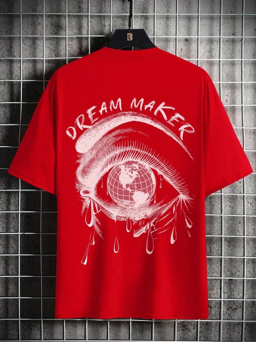 Color: Gold, Size: M - Dream Maker Tearful Earth Printing T-Shirt Men Clothes Summer Loose Tee Cotton Casual Street Tshirt Hip Hop Oversize T Shirts